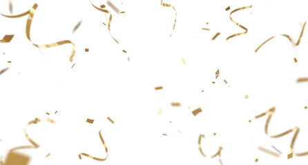 3d render of Spiral Gold confetti flying for celebrate isolated on transparent background.