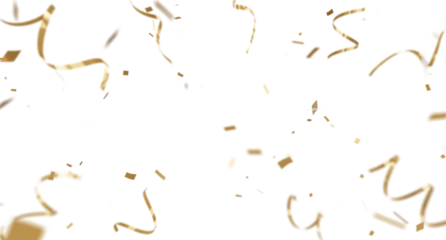 3d render of Spiral Gold confetti flying for celebrate isolated on transparent background.