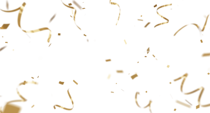 3d render of Spiral Gold confetti flying for celebrate isolated on transparent background.