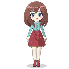 Cute girl anime kawaii character Vector