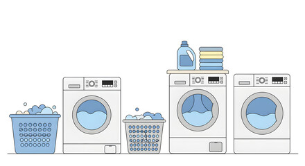 Laundry machines with baskets and detergent