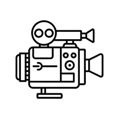 video camera icon line art vector illustration