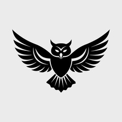 Obraz premium Simple Silhouette of an Owl in Flight Vector Illustration