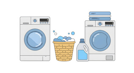 Laundry appliances with basket and detergent
