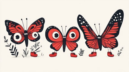 Colorful butterflies in playful design.