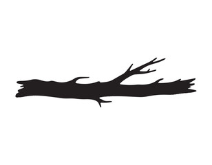 Black and White Silhouette of a Fallen Tree Branch Nature Illustration