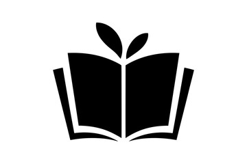 Open book with leaves logo for education and growth