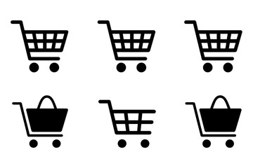 Shopping cart icon set e commerce retail symbols
