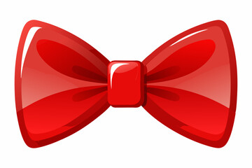 Bright Red Shiny Bow Tie Illustration Design Element