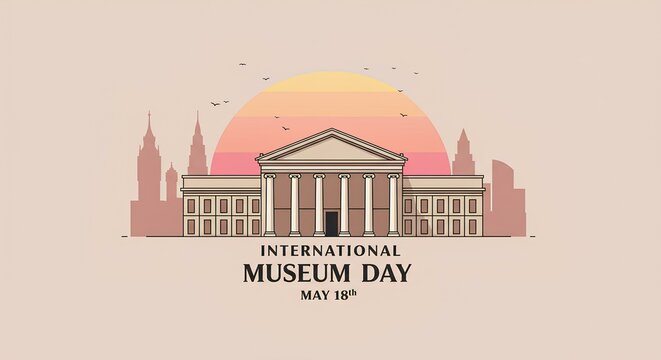 International Museum Day: Celebratory Illustration of a Grand Museum
