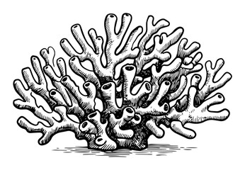 coral reef structure hand drawn vector illustration