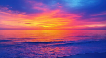 Sunset over the ocean with a vibrant sky