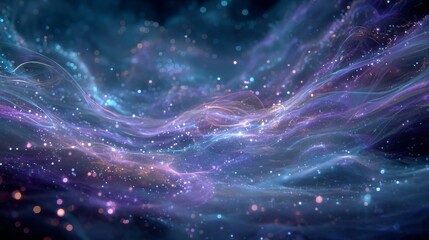 Colorful swirling nebula cloudscape in outer space with glowing energy lines.