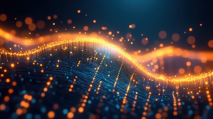 Abstract digital wave with glowing particles