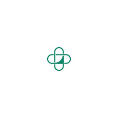Medical Cross with Heart Knot Logo design with white background. 