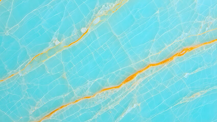 Obraz premium Aqua Blue Marble Texture: A detailed close-up shot reveals the captivating texture of aqua blue marble, elegantly veined with streaks of golden yellow. Its smooth.