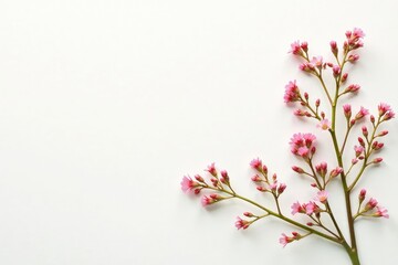 Delicate, small-scale floral sprigs on white background, floral, summer, floral pattern