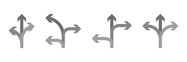 Three directions icon Flat illustration sign