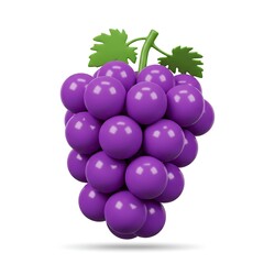 3D purple grape bunch isolated