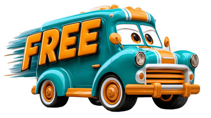 Discover Our Free Ice Truck PNG Graphic Perfect for Fun Projects and Creative Designs Featuring a Cute 3D Cartoon Delivery Truck Style