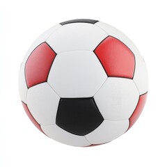 Soccer ball, white, red, and black panels