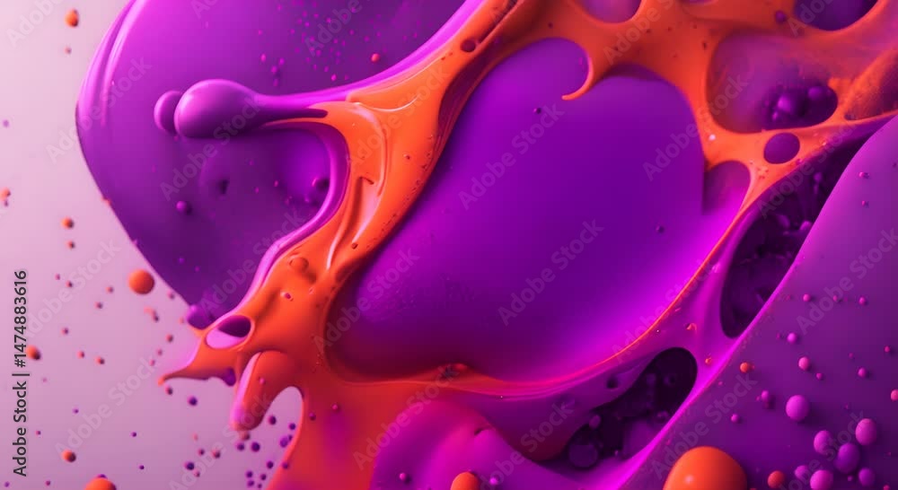Aufkleber close up of a purple and orange blob with many holes the colors and shapes create a sense of chaos a