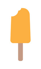 Delicious Orange Popsicle with a Bite Taken Out on a White Background Summer Treat.