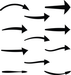 Curved and straight arrow vector set. Abstract directional icons for navigation, infographic, UI elements, and digital design on white background.