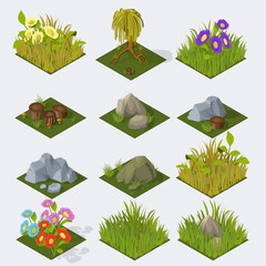 Tree icon. Public park, forest and garden landscape vector icon. Nature map element for summer parkland illustration. Decorative tree, fir, bush and plant isolated isometric set on white background