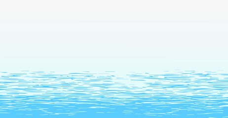 Serene Blue Water Surface with Gentle Ripples: Calming Minimalist Illustration of Tranquil Water with Subtle Waves and Soft Sky Blue Gradient Horizon
