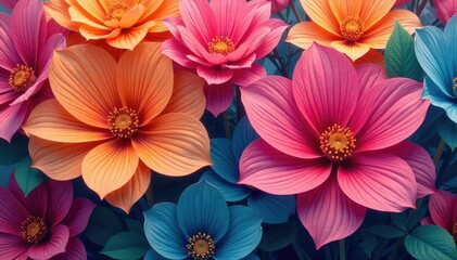 Overlapping petals create a continuous floral tapestry , nature, wallpaper, summer