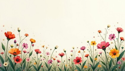Scattered wildflowers, minimalist style, muted tones, nature, rustic floral