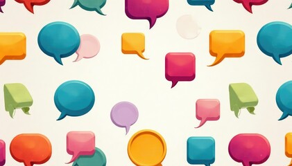 Seamless colorful speech bubble pattern on white background, art, design element