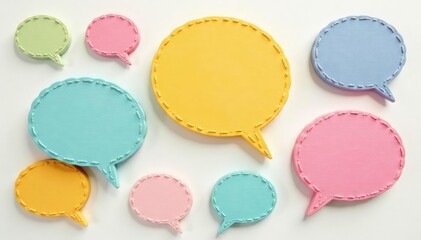 Seamless pastel speech bubbles, whimsical design, illustration, trendy