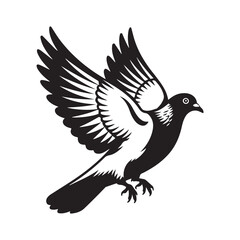 Fototapeta premium Pigeon in Flight A Graceful Silhouette of an Urban Bird in Nature