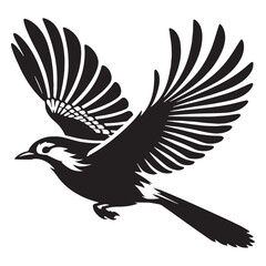 Sharp Beak Blue Jay silhouette on branch – Blue Jay illustration – Minimalist Blue Jay vector – Bird silhouette

