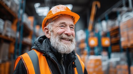 Fototapeta premium Smiling Worker in Warehouse Gear
