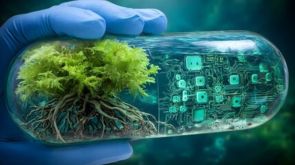 capsule containing microscopic bioengineered components