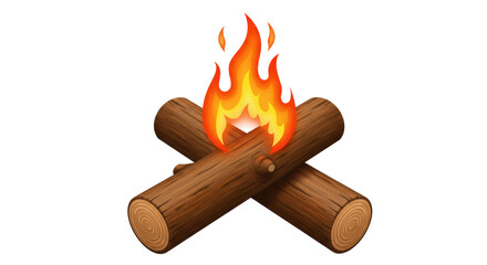 Isolated Campfire with Logs