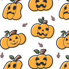 Halloween pumpkins seamless pattern background Vector