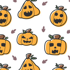 Halloween pumpkins seamless pattern background Vector