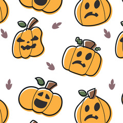 Halloween pumpkins seamless pattern background Vector