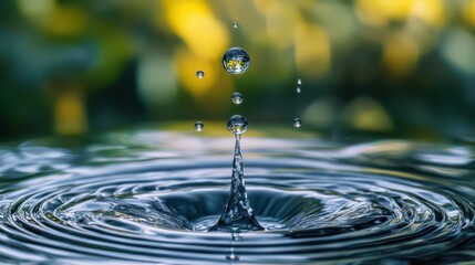 Water droplet impact ripple effect