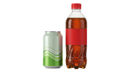 Isolated Soda Can and Bottle