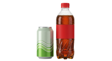 Isolated Soda Can and Bottle