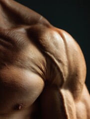 Fototapeta premium Detailed View of Well-Defined Deltoid and Shoulder Muscles Showcasing Soft Shadows and Highlights