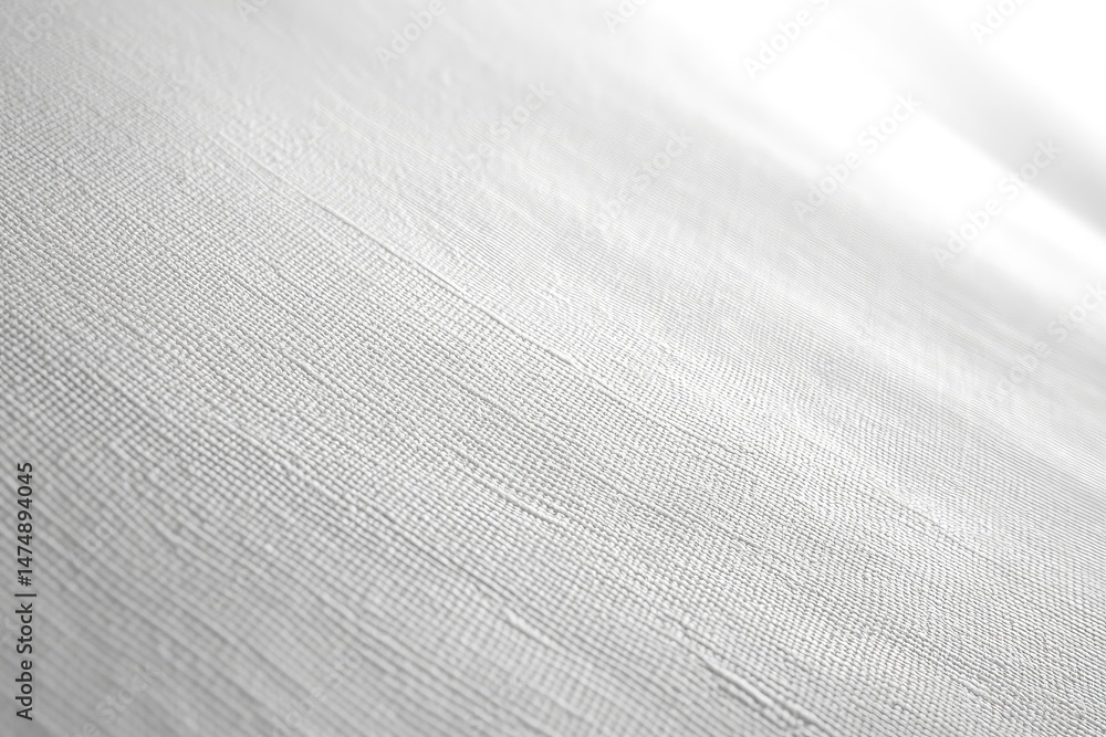 Poster close-up view of a smooth, textured, white fabric, showing subtle ridges and weave patterns