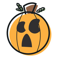 Isolated cute halloween carved pumpkin icon Vector