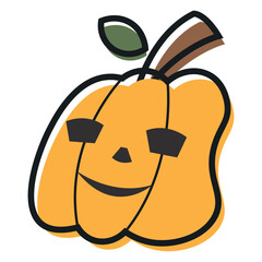 Isolated cute halloween carved pumpkin icon Vector