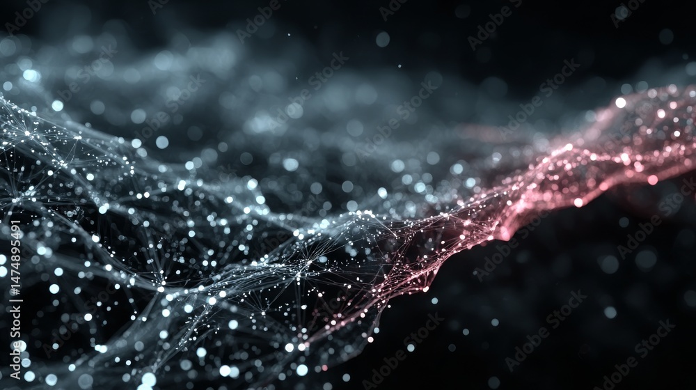 Aufkleber Abstract Network of Interconnected Dots: Digital Data Visualization with Light and Shadow